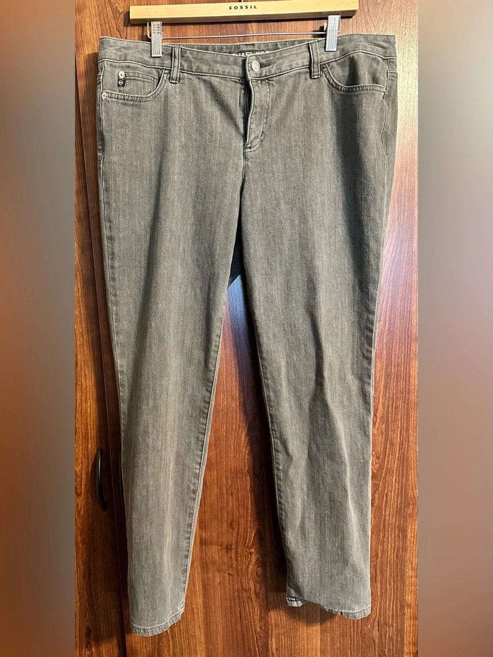MK Pants Designer Michael Kors Selma Skinny Gray Denim Jeans Size 14